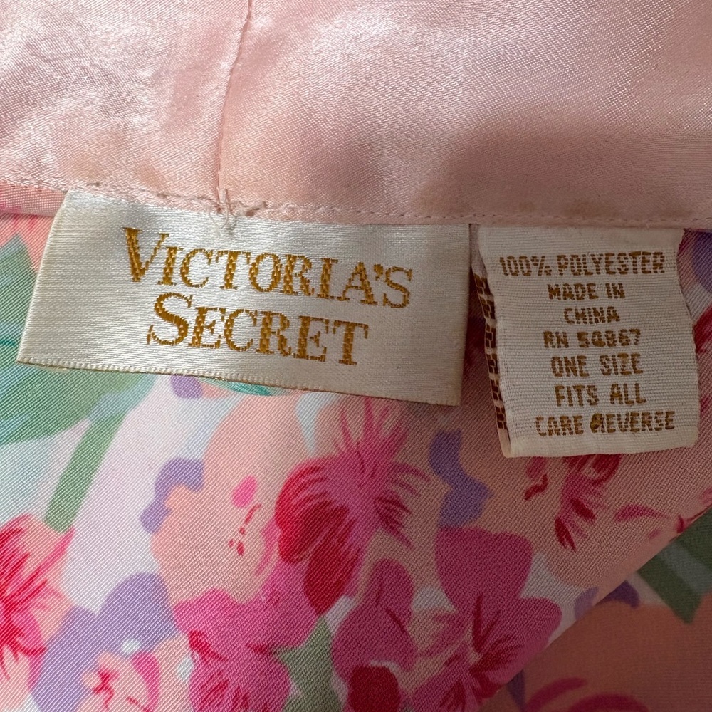Vintage Victoria's Secret Gild Label Floral Satin Kimono Robe, Belt - Multicolor - Picture 8 of 11